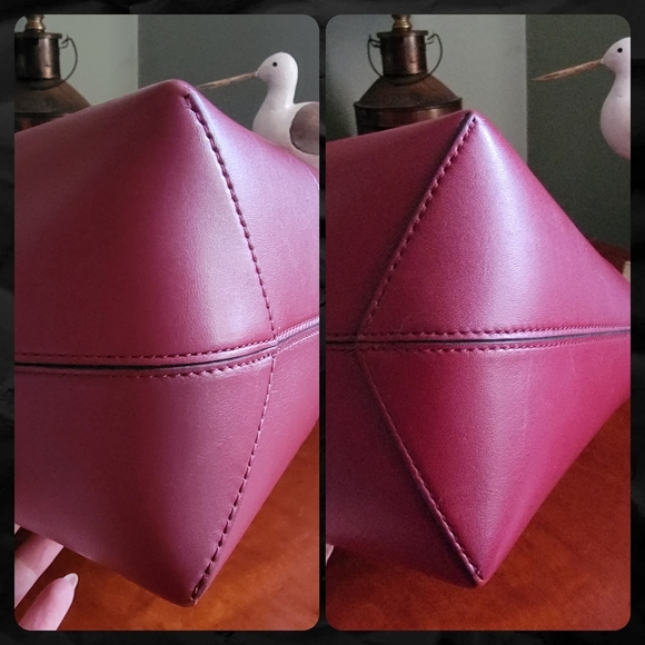Tory Burch Block-T Tall Tote Cranberry Burgundy Unlined Leather With Zip Pouch - Picture 7 of 16